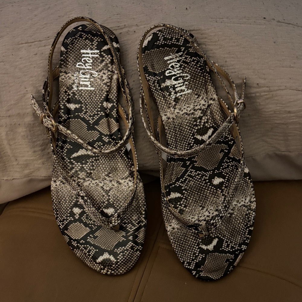 Hey Girl Snake Print Sandals